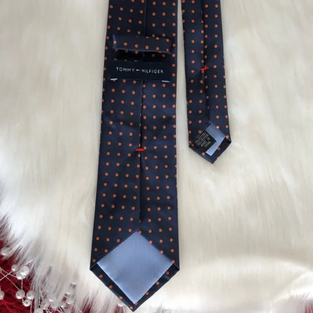 Tommy Hilfiger Navy Polka-dot Polyester Tie